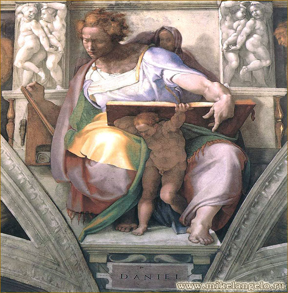 Пророк Даниил. Фреска потолка Сикстинской капеллы. Микеланджело / www.mikelangelo.ru
