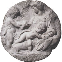 Тондо Тадеи - Мадонна с Младенцем и Иоанном Крестителем. Микеланджело / www.mikelangelo.ru