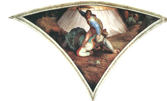 Давид и Голиаф. Фрески Сикстинской капеллы. Микеланджело / www.mikelangelo.ru