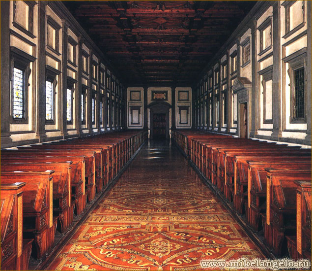 Читальный зал библиотеки Лауренцианы. Микеланджело / www.mikelangelo.ru